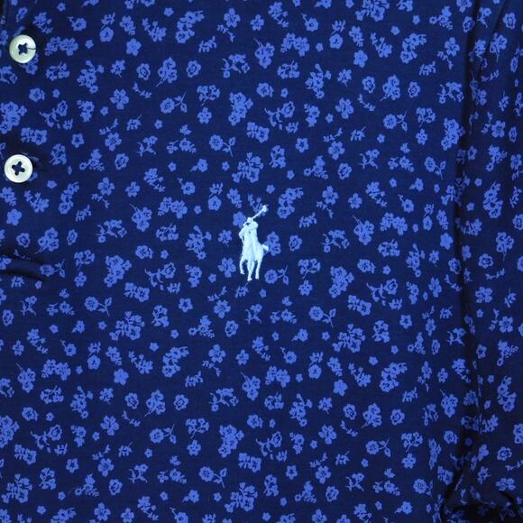 Polo Ralph Lauren Custom Slim Fit Floral Blue Polo Shirt Size Mens M Patterned - Picture 4 of 5